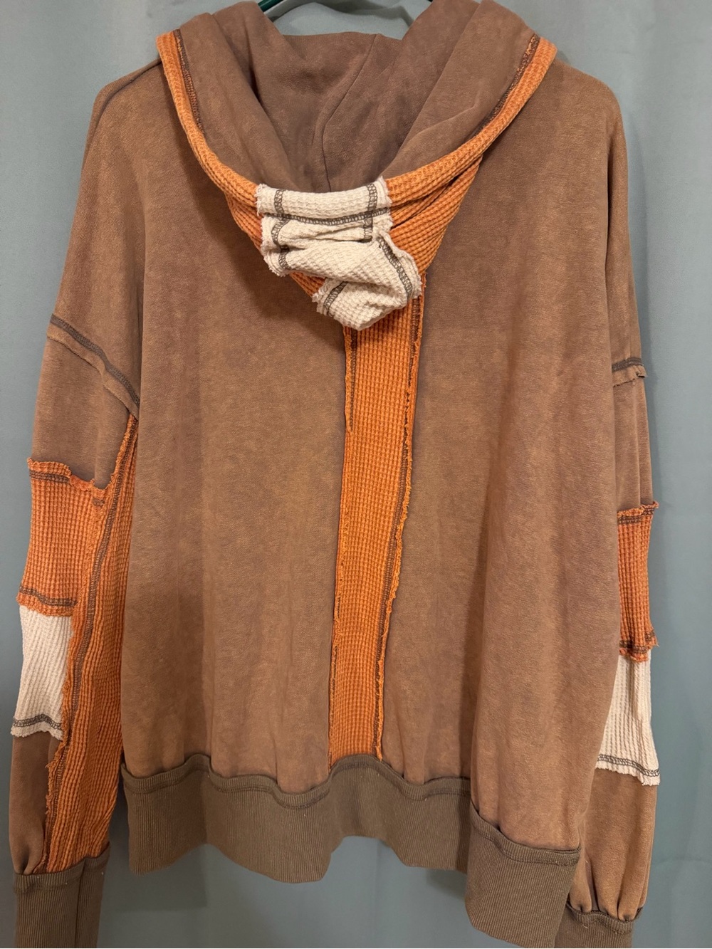 Oli & Hali Tan, Orange & Cream Striped Zip-Up Hoodie - Picture 3 of 3